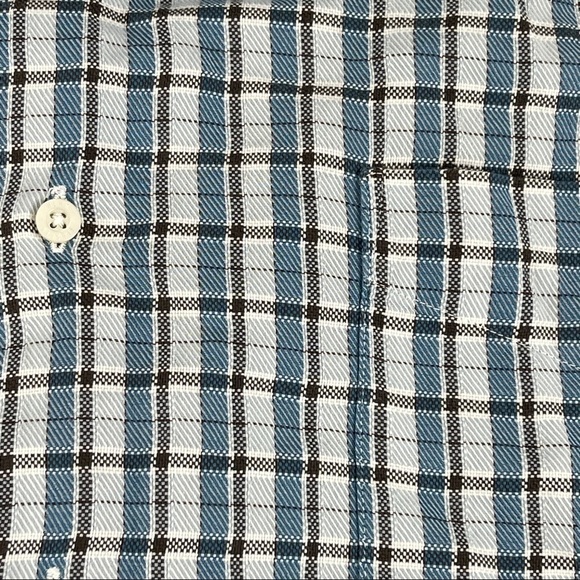 Alan Flusser Button Up Shirt Mens XL Blue Black Plaid - Picture 4 of 8